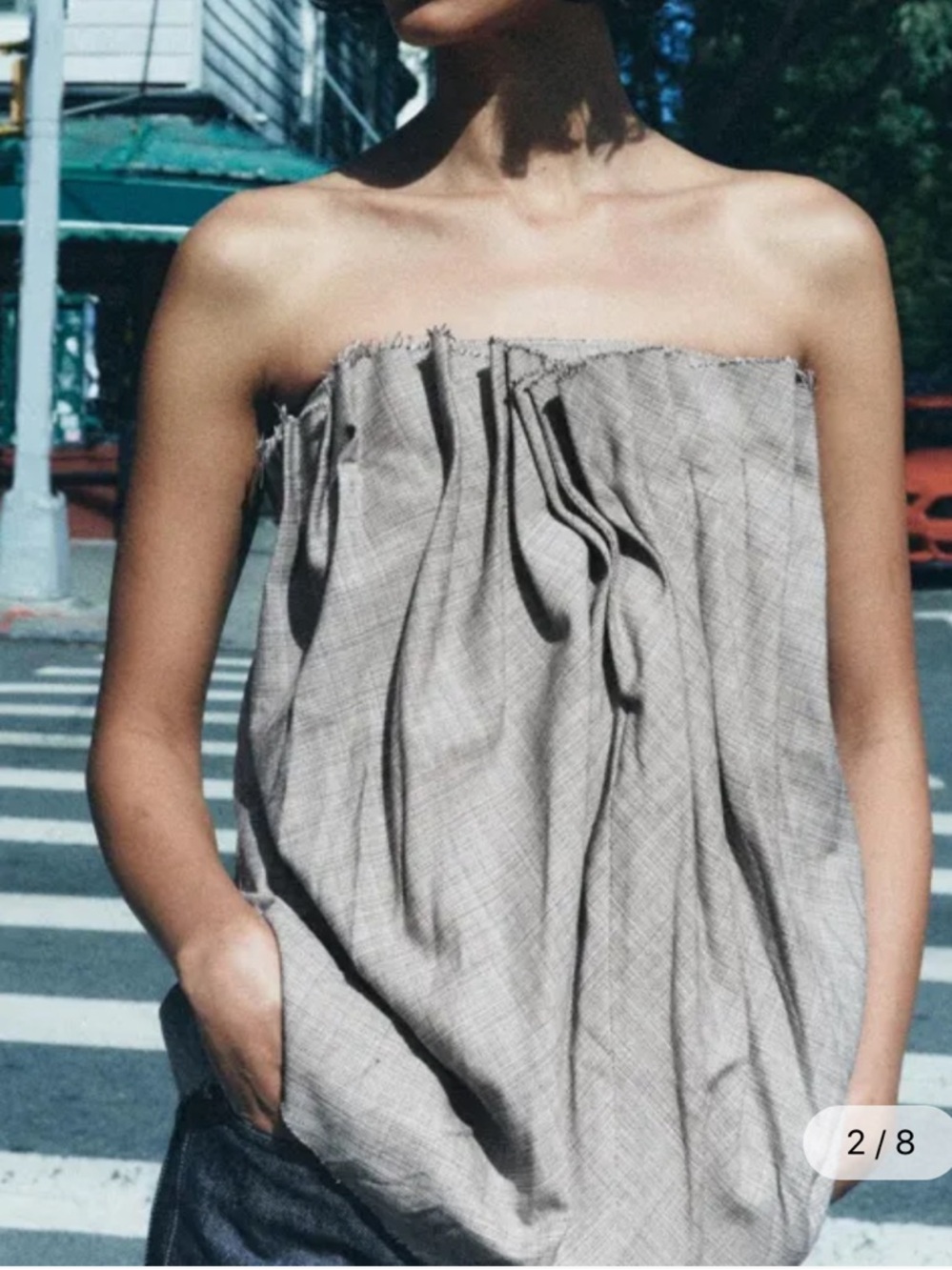 Plaid Pleated Sleeveless Top - Picture 2 of 7